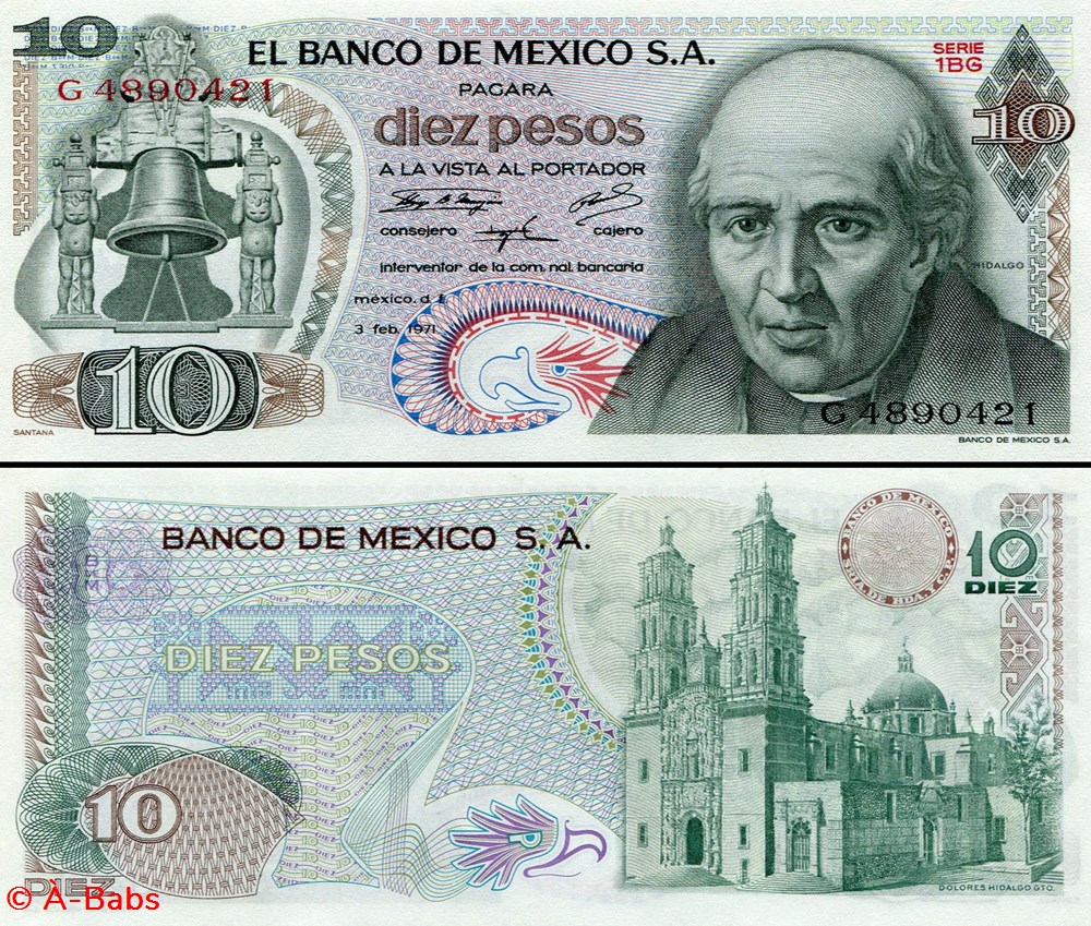 MEXIQUE - PICK 063d4 - 10 PESOS - 1971 billets amerique du nord mexique pick 063d4 10 pesos 1971