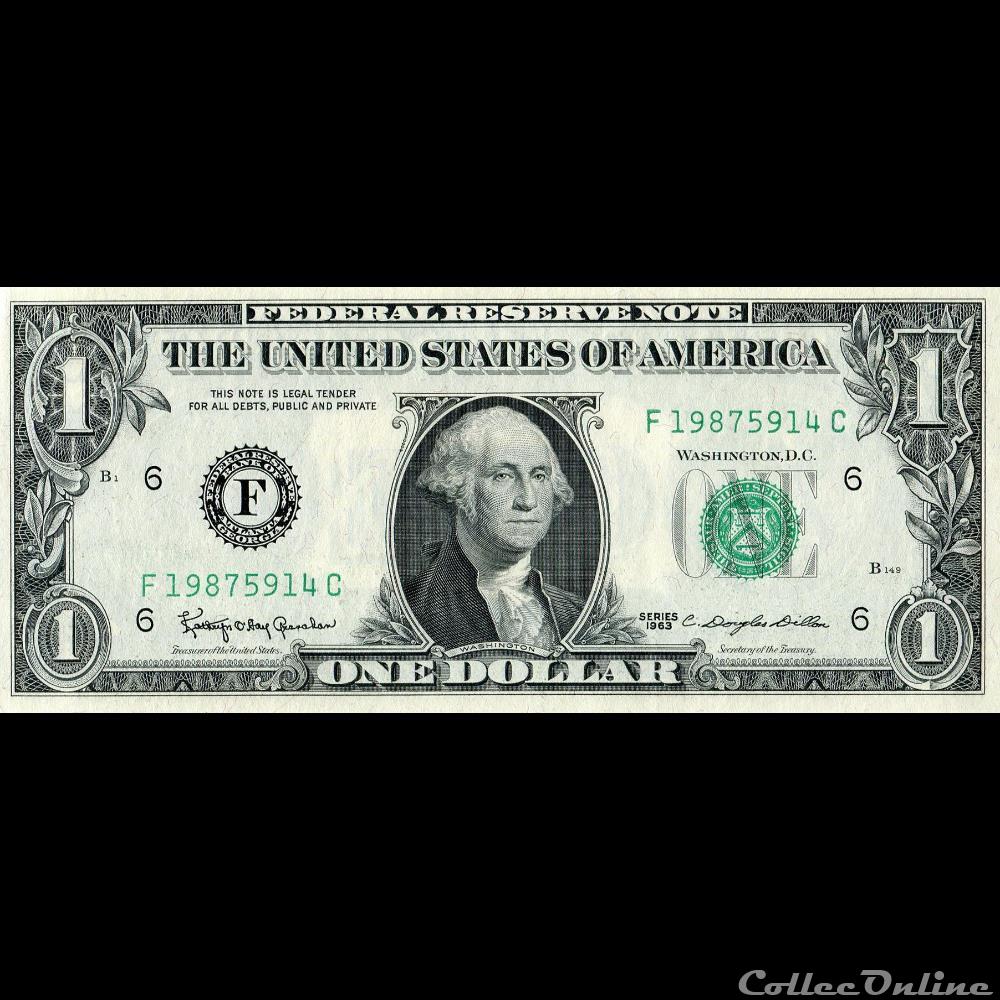 F- 1$ Federal Reserve Notes - Small Size 1963 Series billet amerique du nord etat uni f 1 federal reserve notes small size 1963 series