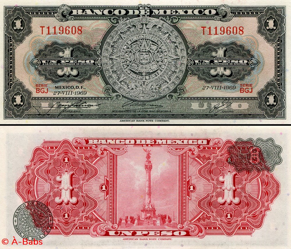 billets amerique du nord mexique pick 059k2 1 peso 1969