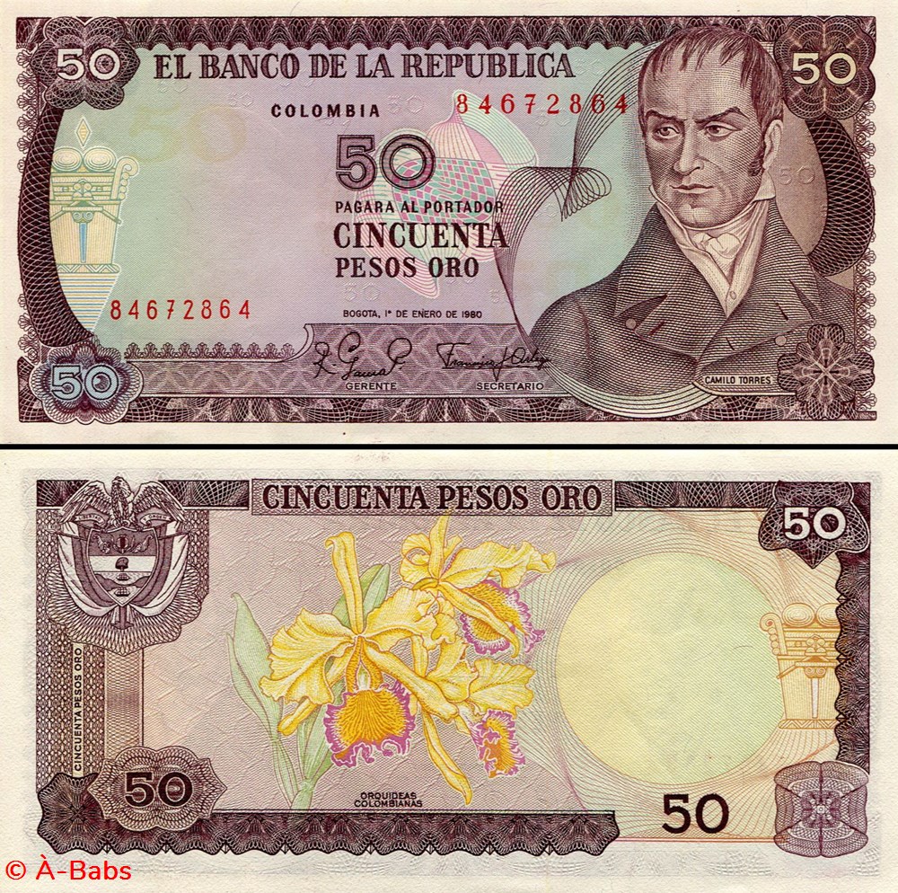 billets amerique du sud colombie pick 422 a 1 50 pesos de oro colombien 1980