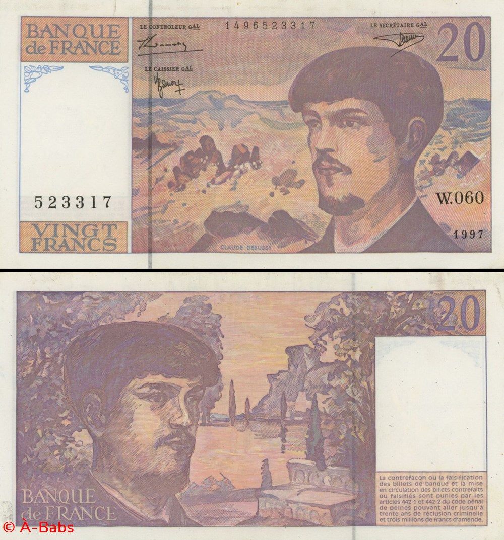 FRANCE - 20 FRANCS - 1997 - W.060 billets europe france 20 francs 1997 w 060