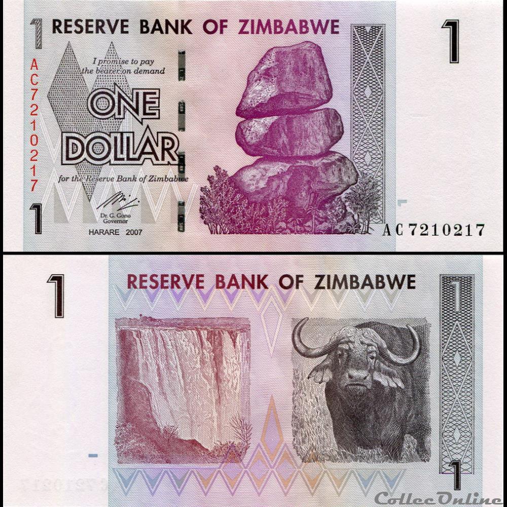 ZIMBABWE - PICK 065a - 1 Dollar - 2007 billet afrique zimbabwe pick 065a 1 dollar 2007