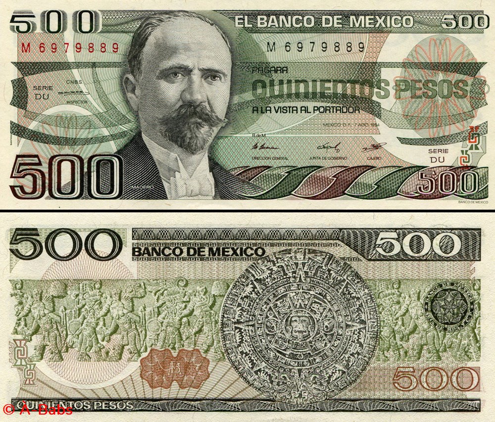 billets amerique nord mexique pick 079b du 500 pesos 1984