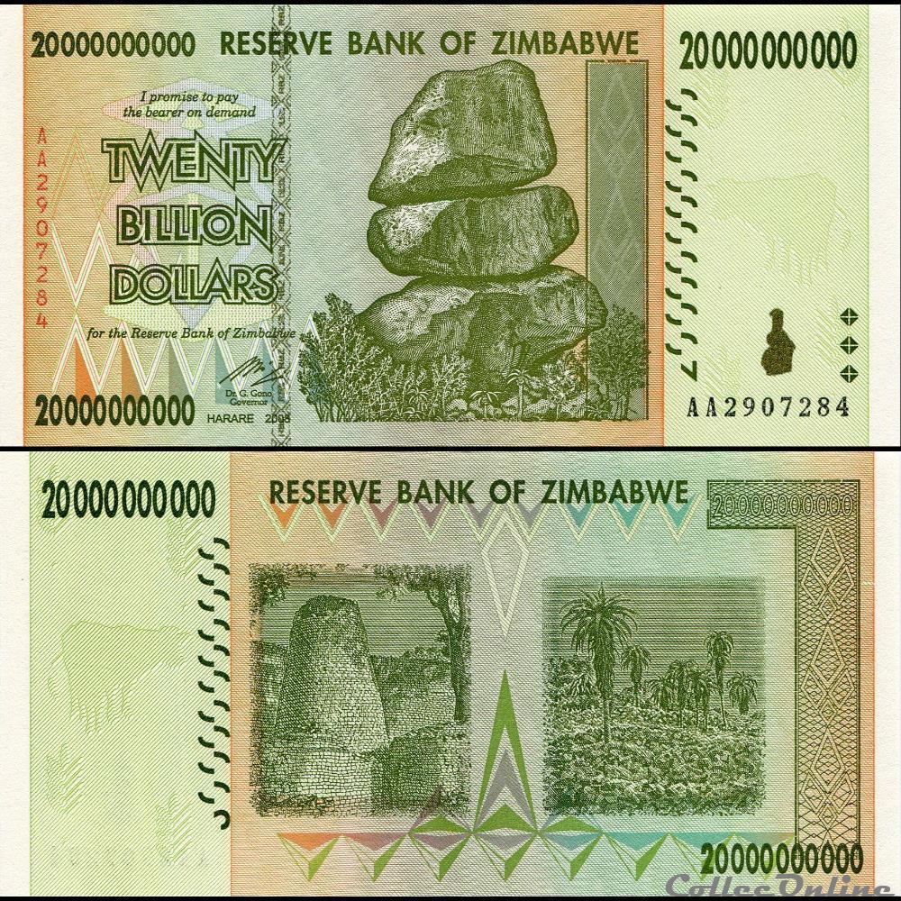ZIMBABWE - PICK 086a - 20 000 000 000 Dollars - 2008 billet afrique zimbabwe pick 086a 20 000 000 000 dollars 2008