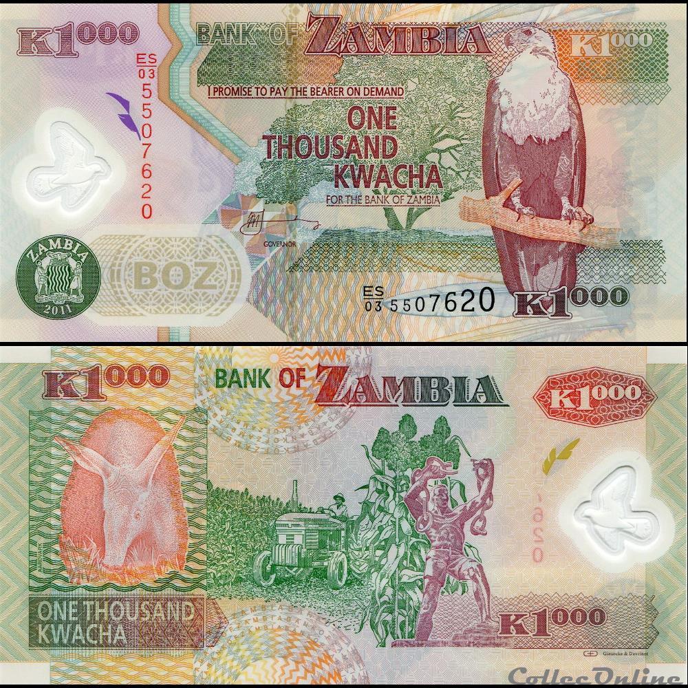billet afrique zambie pick 44 h 1000 kwacha 2011
