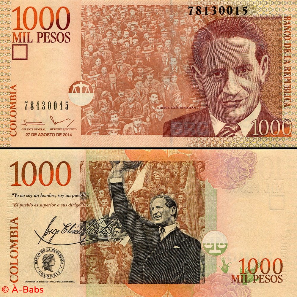 COLOMBIE - PICK 456 q - 1 000 PESOS COLOMBIEN - 2014 billets amerique du sud colombie pick 456 q 1 000 pesos colombien 2014