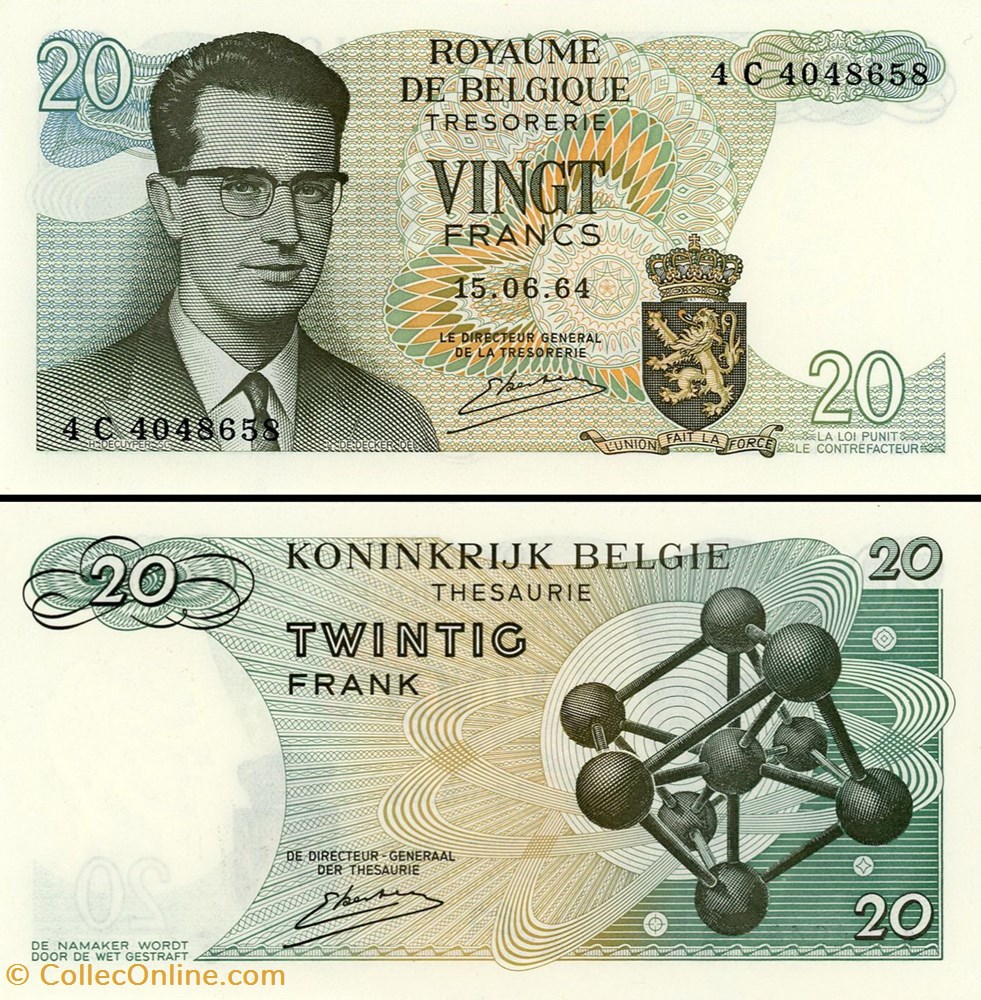 BELGIQUE - PICK 138 a3 - 20 FRANCS - 1964 billets europe belgique pick 138 a3 20 francs 1964