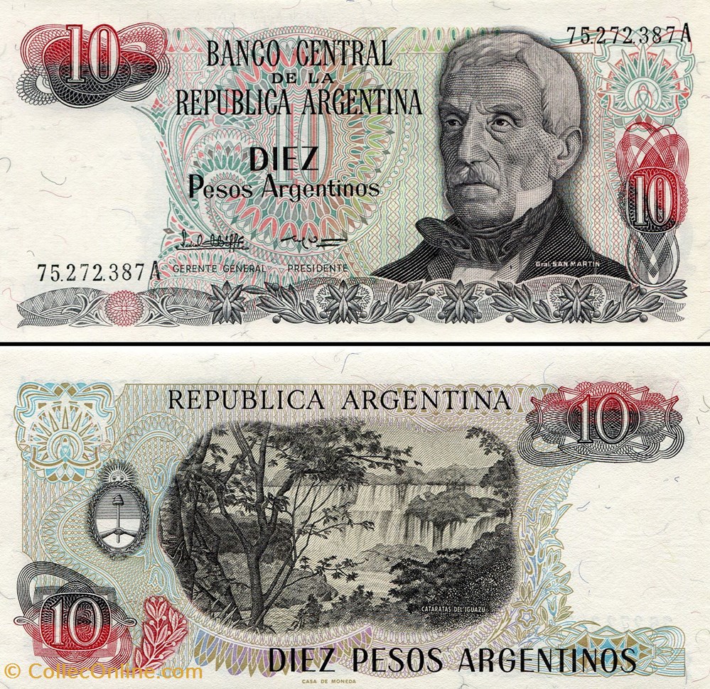 ARGENTINE - PICK 313 a 2 - 10 PESOS ARGENTINOS - 1984 billets amerique du sud argentine pick 313 a 2 10 pesos argentinos 1984