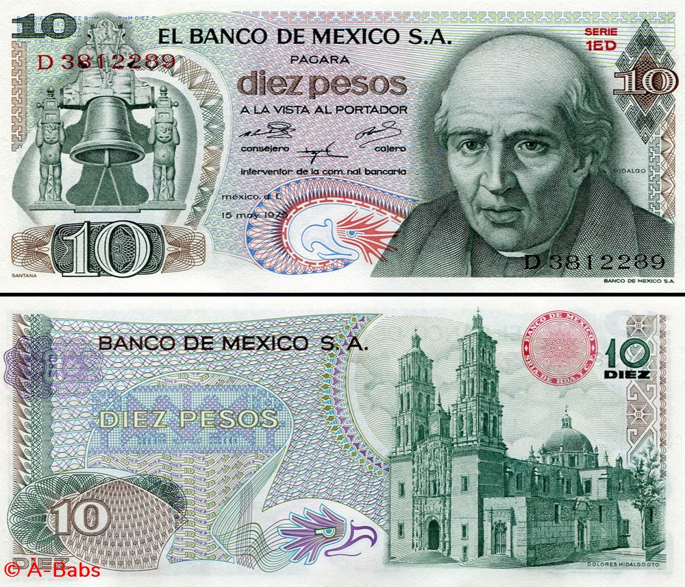 MEXIQUE - PICK 063h5 - 10 PESOS - 1975 billets amerique du nord mexique pick 063h5 10 pesos 1975