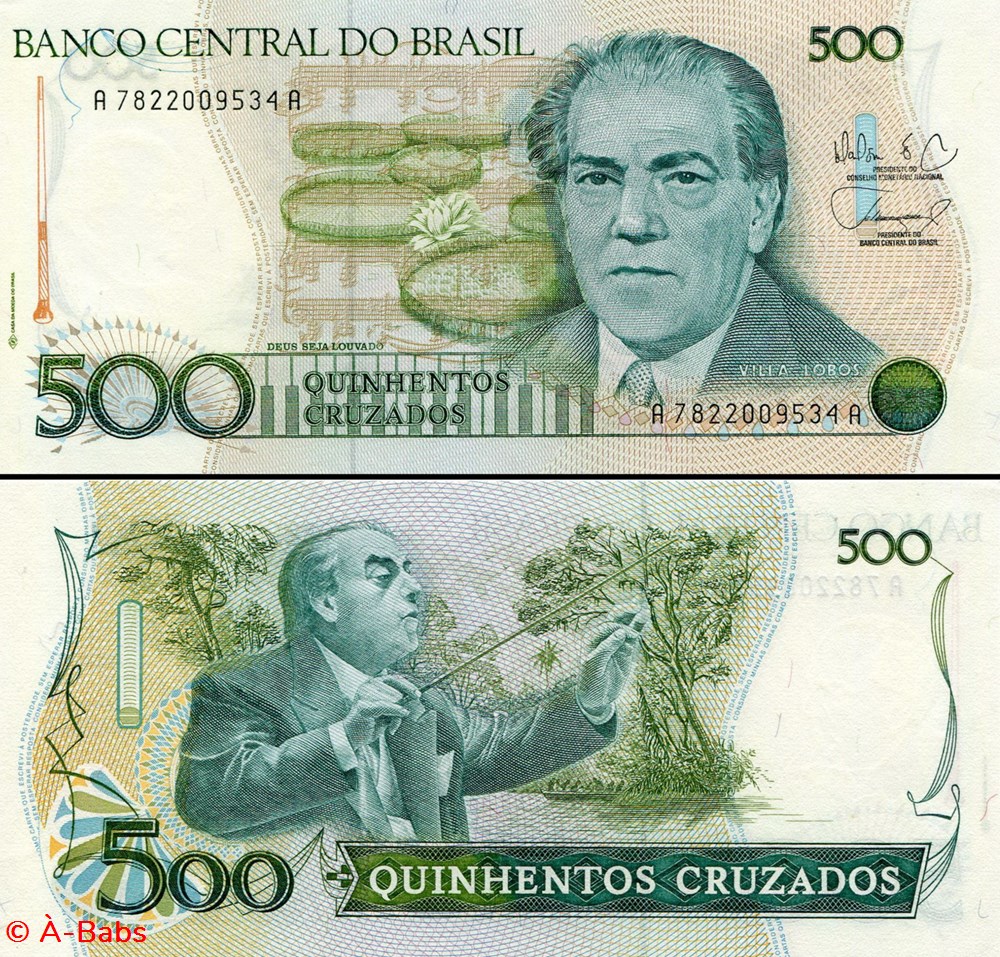 billets amerique du sud bresil pick 212d 500 cruzados 1987