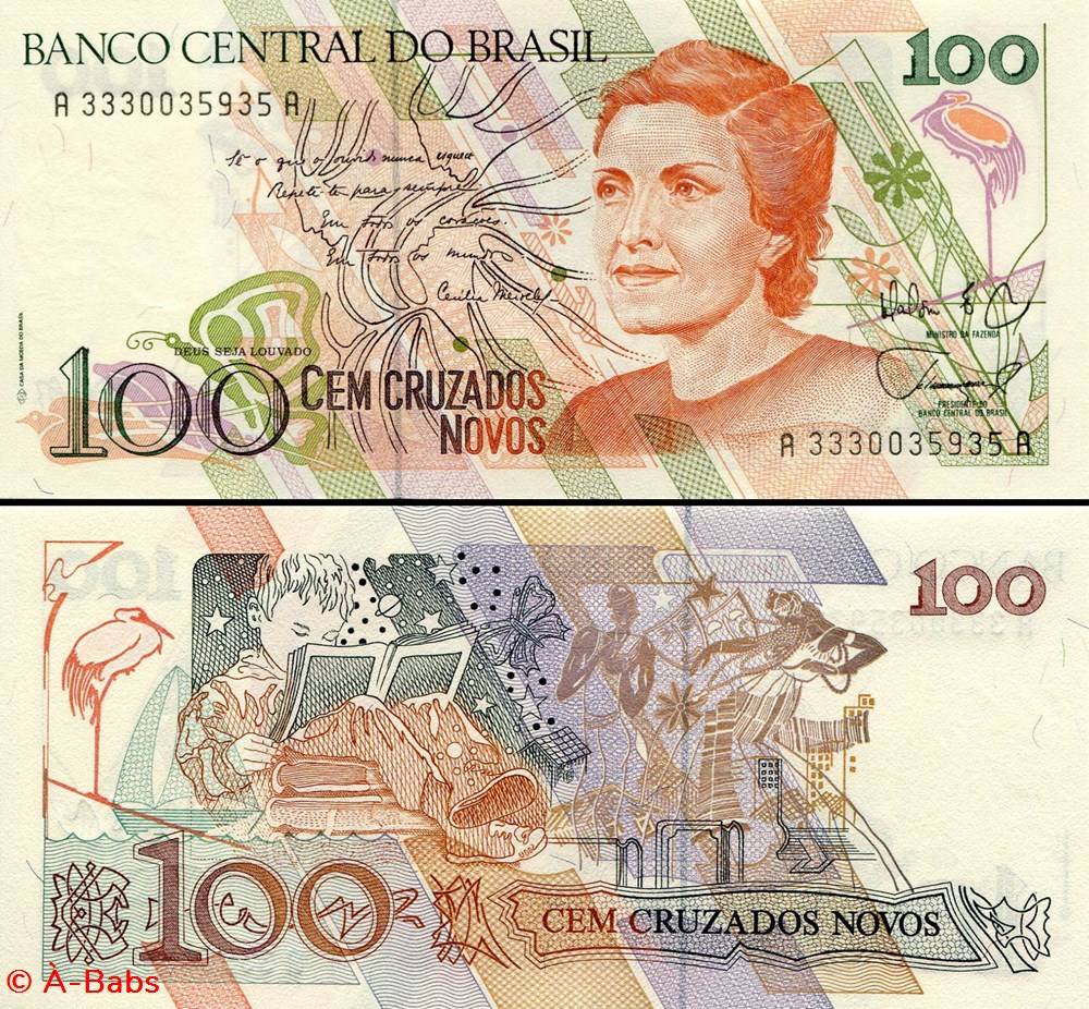 BRÉSIL - PICK 220a - 100 CRUZADOS NOVOS - 1989 billets amerique du sud bresil pick 220a 100 cruzados novos 1989