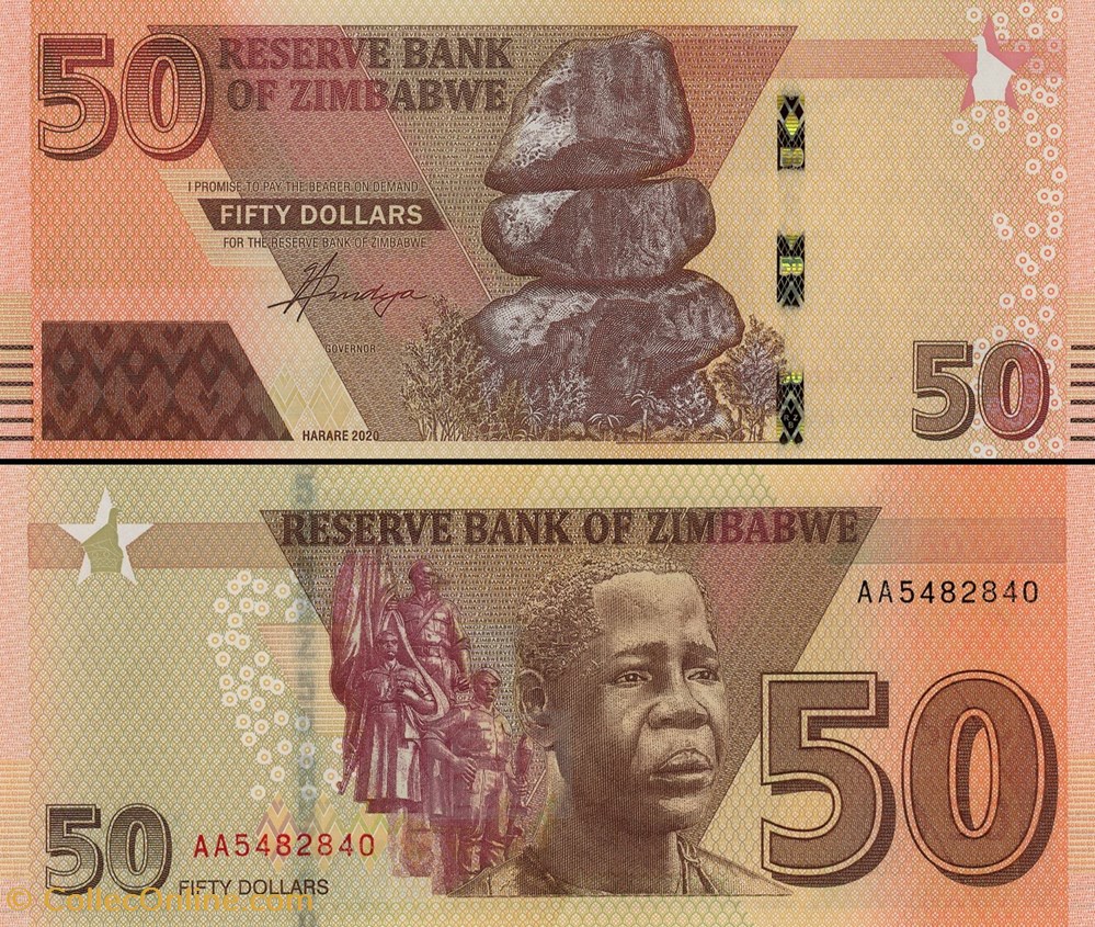 ZIMBABWE - PICK 105a - 50 Dollars - 2020 billets afrique zimbabwe pick 105a 50 dollars 2020