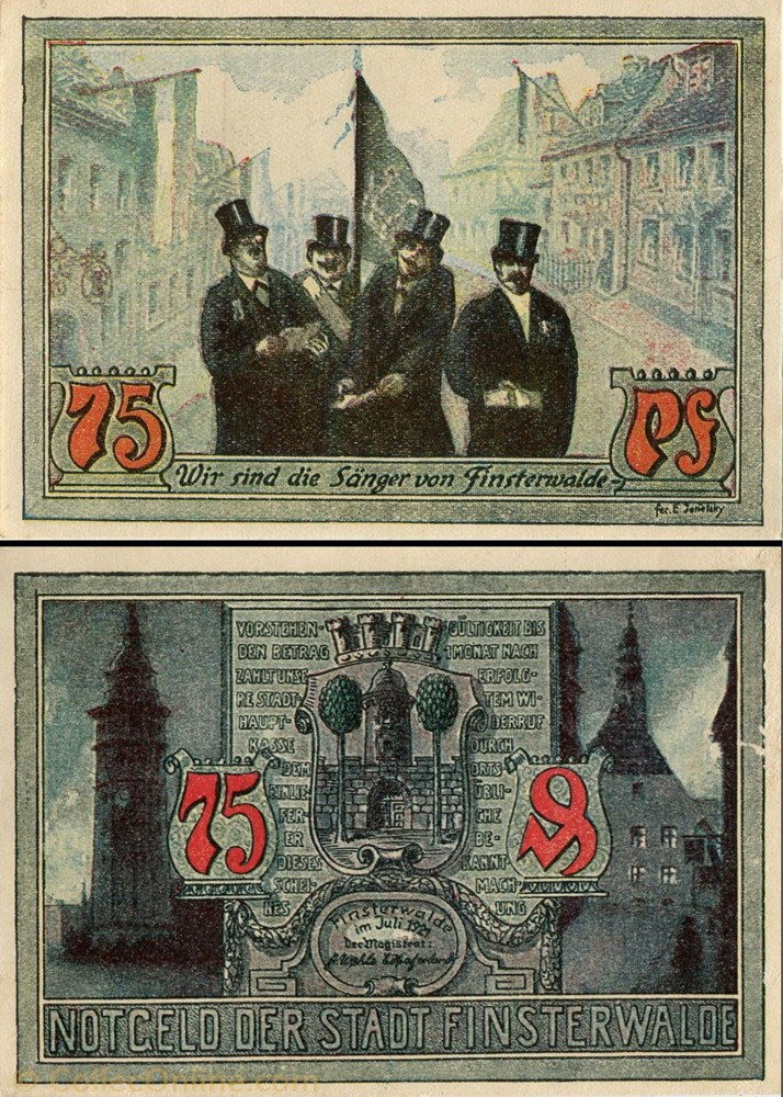 billet europe allemagne finsterwalde 75 pfennig