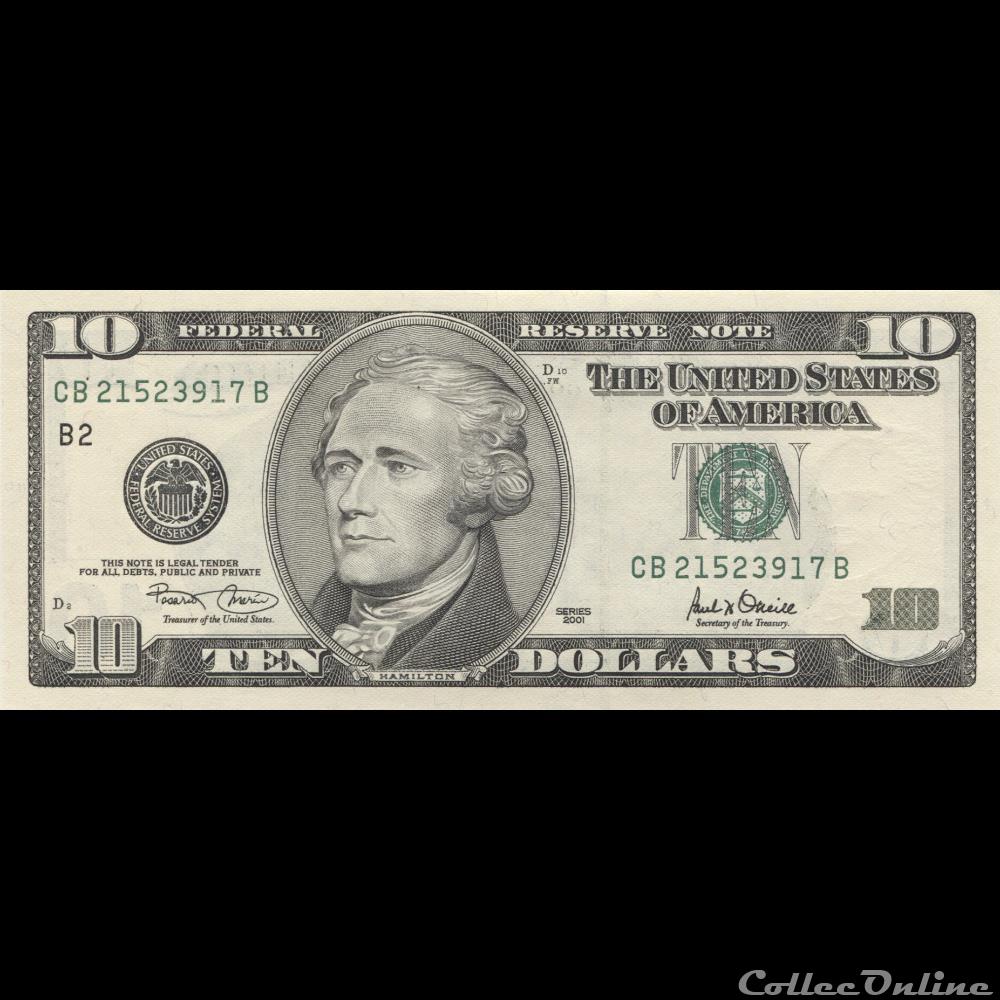 10 Federal Reserve Notes Small Size 2001 Series Banknotes