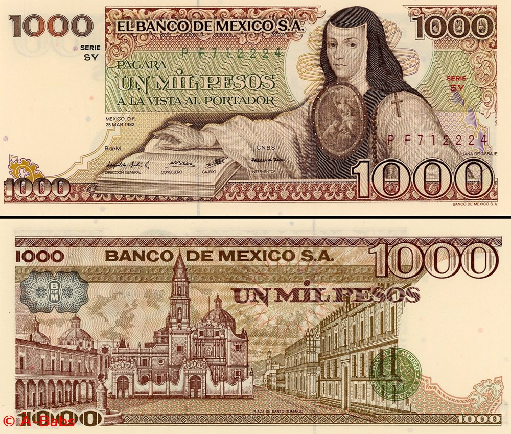 MEXIQUE - PICK 076c.SY - 1000 PESOS - 1982 billets amerique du nord mexique pick 076c sy 1000 pesos 1982