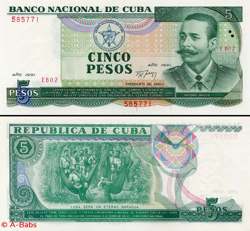 CUBA - PICK 108a - 5 PESOS - 1991 billets amerique centrale et caraibes cuba pick 108a 5 pesos 1991