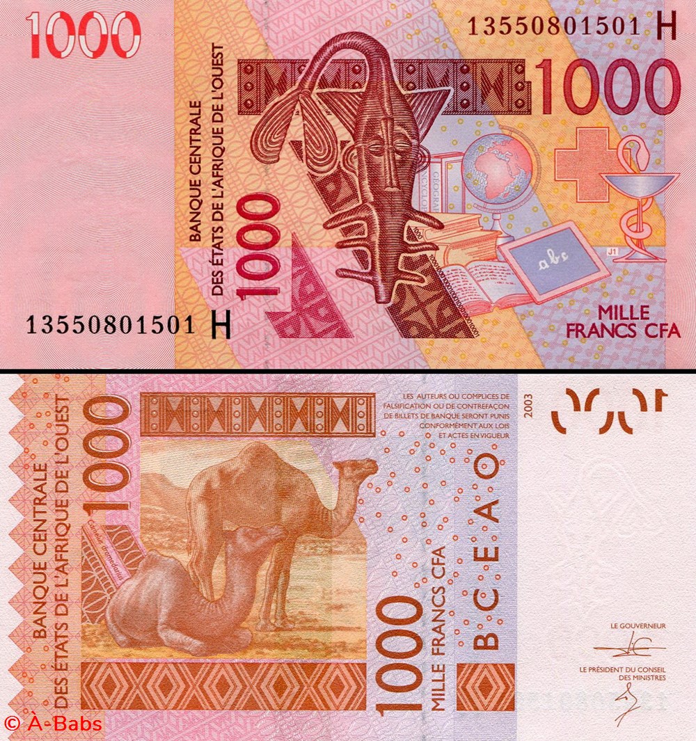 B.C.E.A.O - FRANCS CFA - NIGER - LETTRE H - 1000 FRANCS - PICK 615 H j billets afrique b c e a o francs cfa niger lettre h 1000 francs pick 615 h j