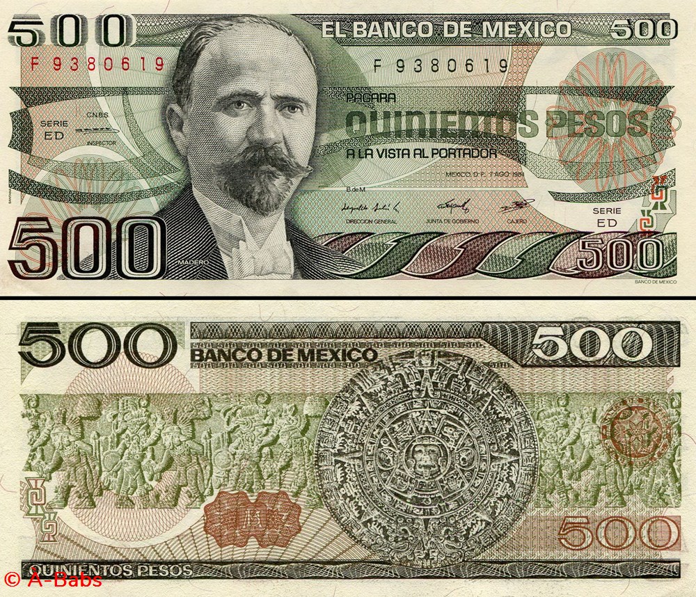 billets amerique du nord mexique pick 079b ed 500 pesos 1984