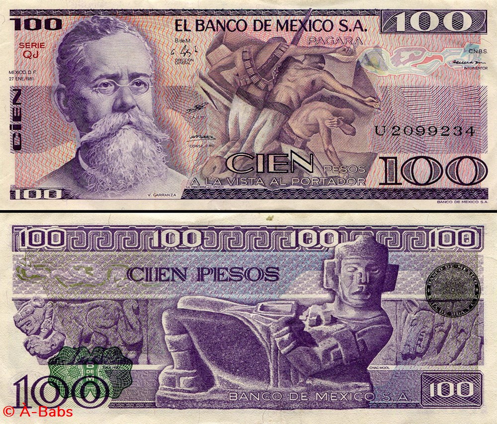 billets amerique du nord mexique pick 074a qj 100 pesos 1981