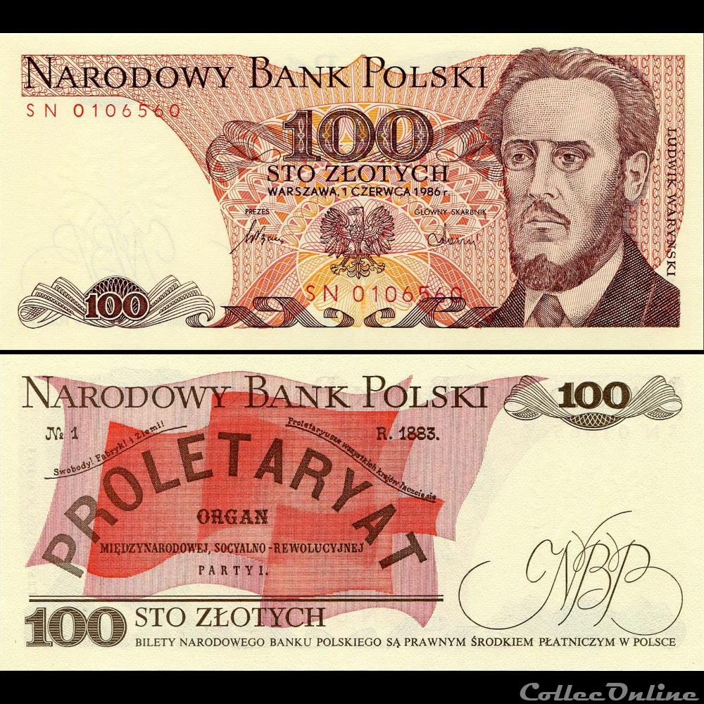 POLOGNE - PICK 143 E 1 - 100 ZLOTYCH - 1986 billet grece pologne pick 143 e 1 100 zlotych 1986