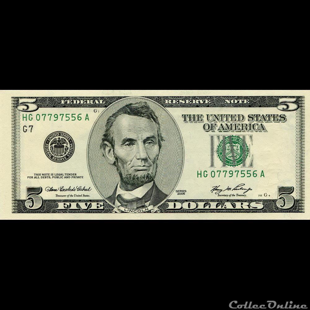 billets amerique du nord etats unis 5 federal reserve notes small size 2006 series