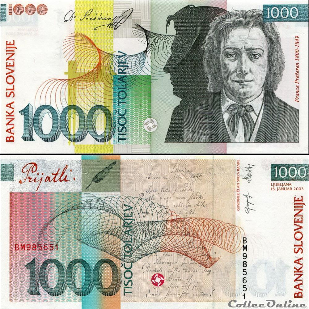 SLOVÉNIE - PICK 32 a - 1000 TOLARJEV - 2003 billet europe slovenie pick 32 a 1000 tolarjev 2003