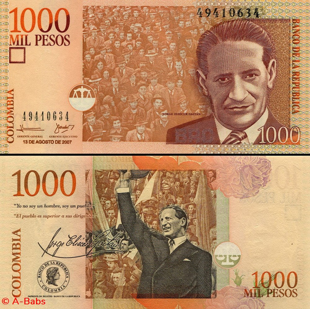 COLOMBIE - PICK 456 g - 1 000 PESOS COLOMBIEN - 2007 billets amerique du sud colombie pick 456 g 1 000 pesos colombien 2007