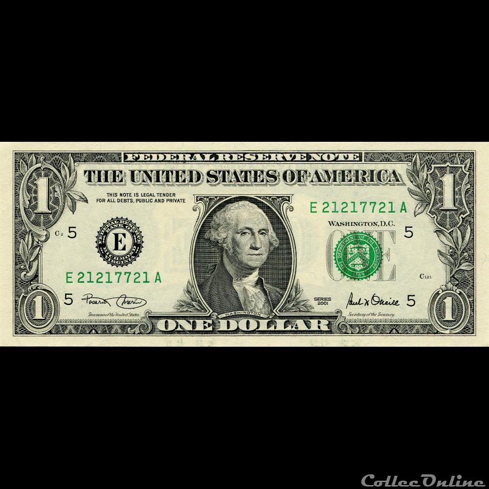 billet amerique du nord etat uni e 1 federal reserve notes small size 2001 series