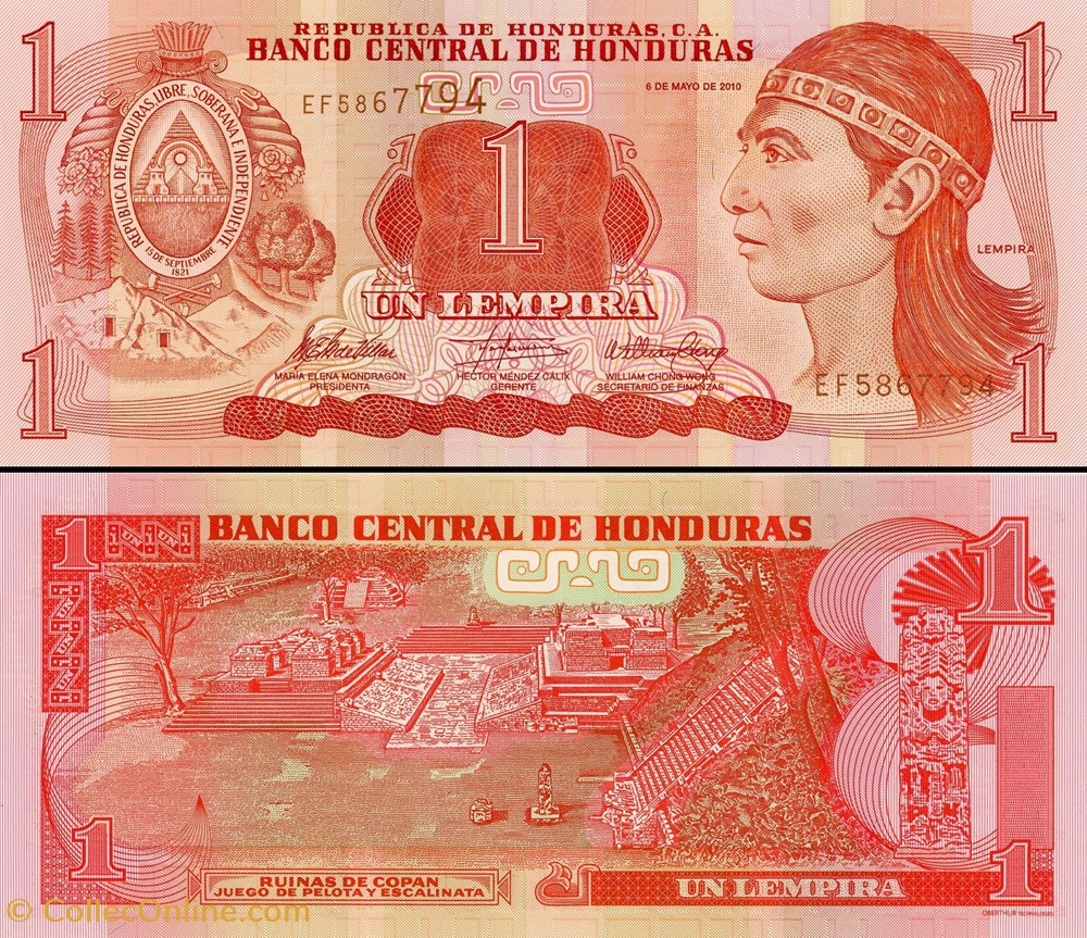 billet amerique centrale et caraibe honduras pick 89b 1 lempira 2010