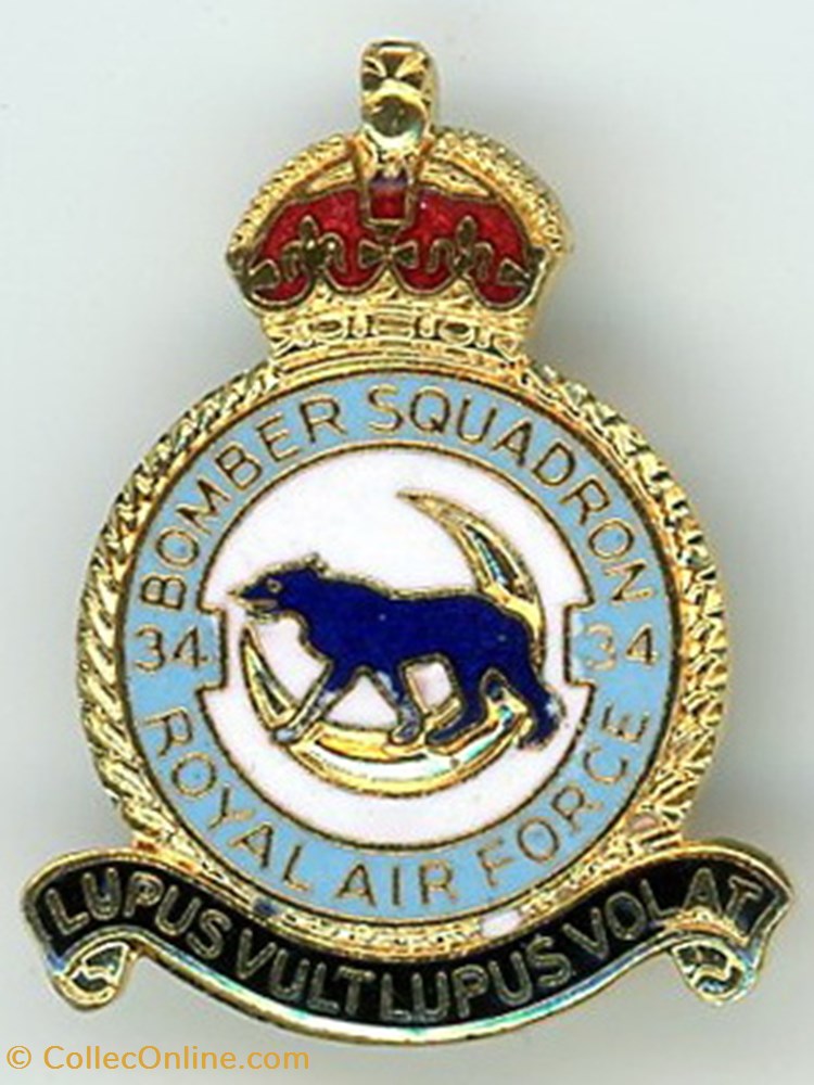 Insigne R.A.F - 34° Squadron (XXXIV°) militarium medaille insigne r a f 34 squadron xxxiv