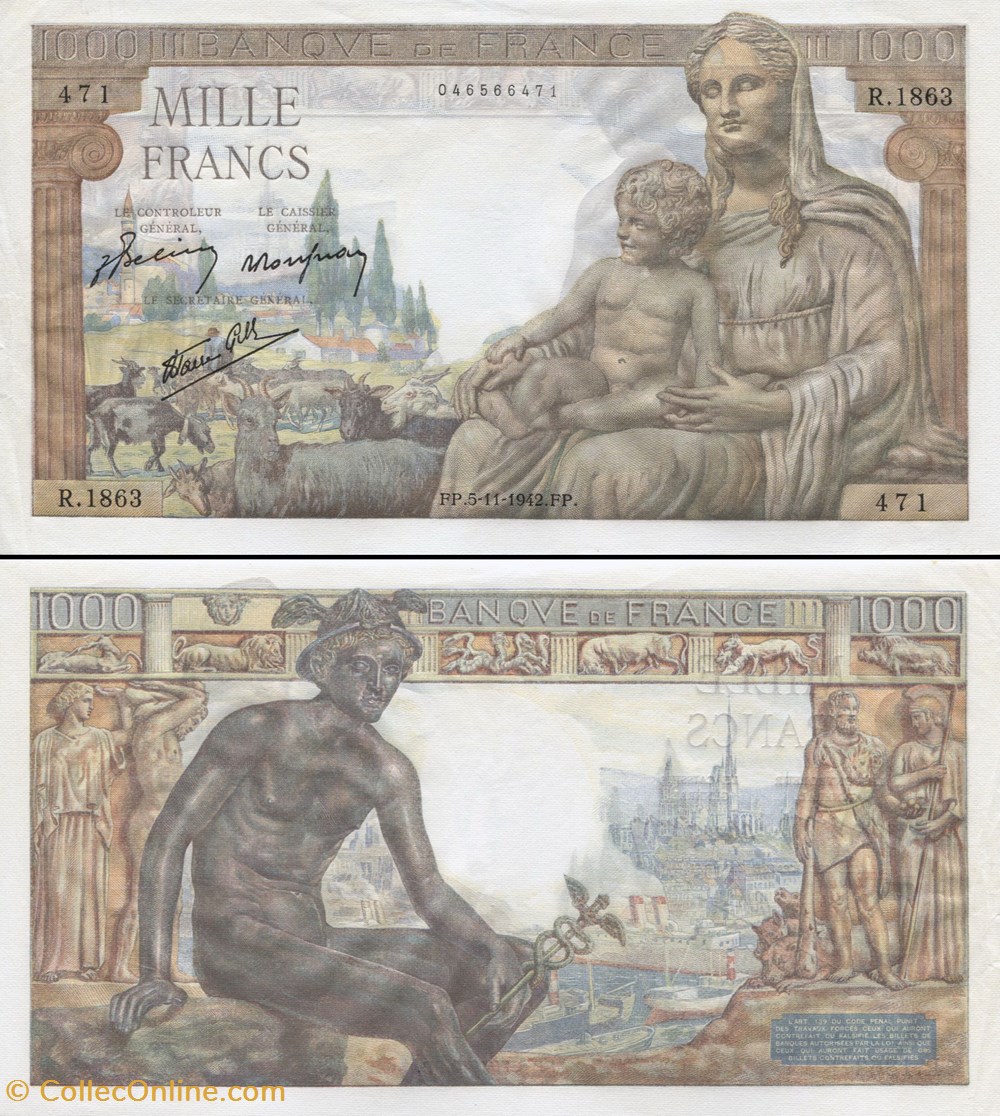 FRANCE - 1000 FRANCS - Banknotes - Europe - Banque de France XXe