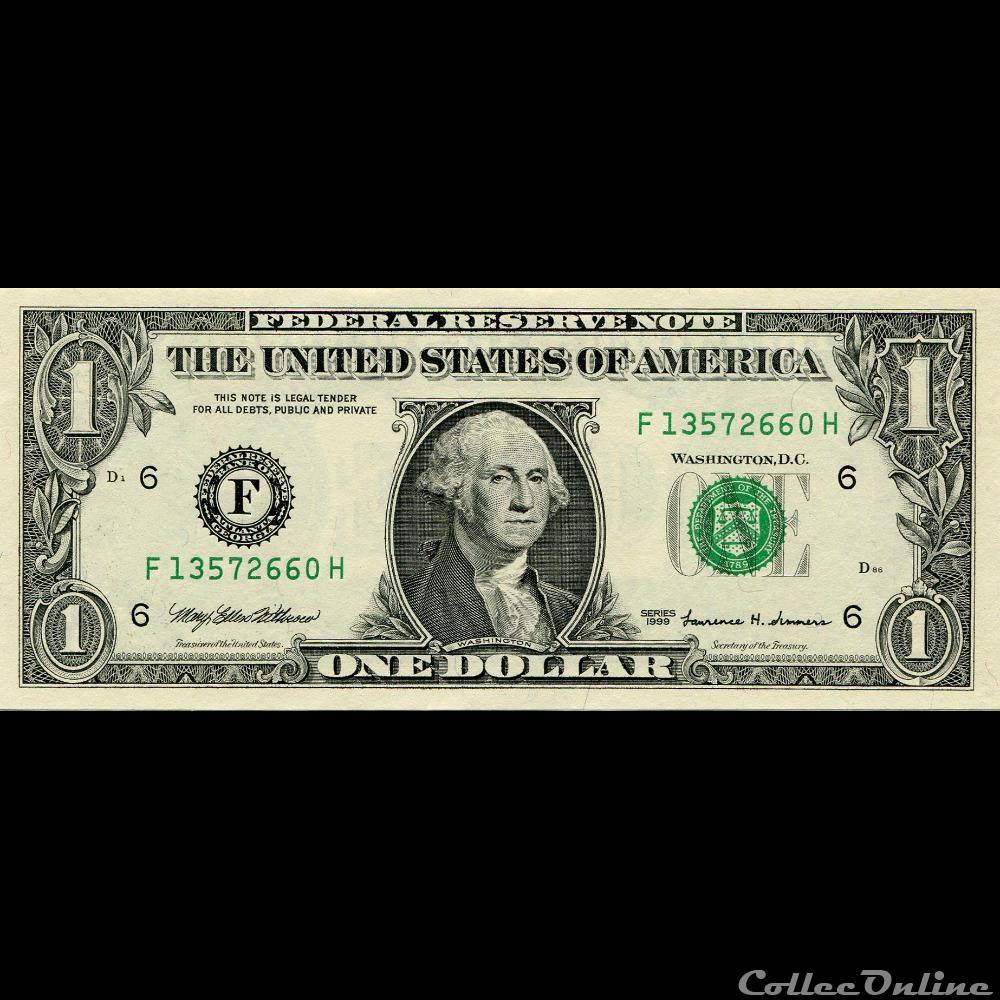 F- 1$ Federal Reserve Notes - Small Size 1999 Series billet amerique du nord etat uni f 1 federal reserve notes small size 1999 series