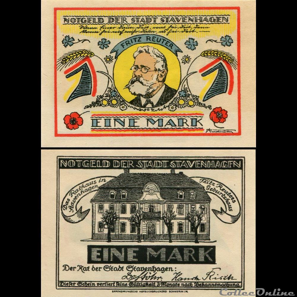 Stavenhagen 1 Mark monnaie monde allemagne stavenhagen 1 mark