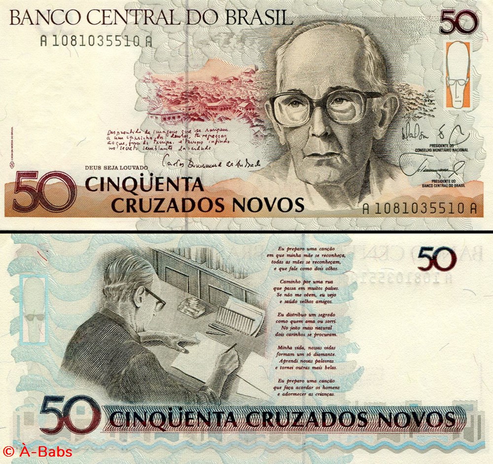 BRÉSIL - PICK 219a - 50 CRUZADOS NOVOS - 1989 billets amerique du sud bresil pick 219a 50 cruzados novos 1989