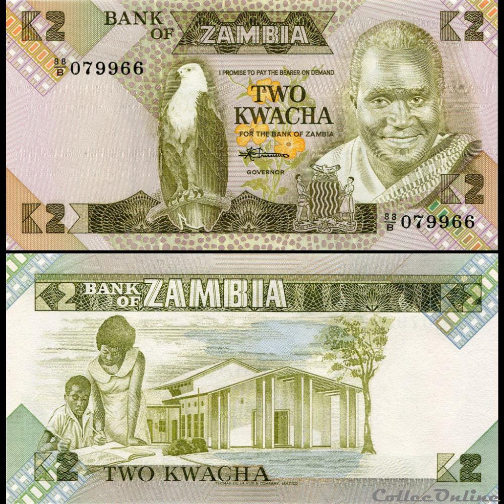 ZAMBIE - PICK 24 c - 2 KWACHA - 1980 billet afrique zambie pick 24 c 2 kwacha 1980
