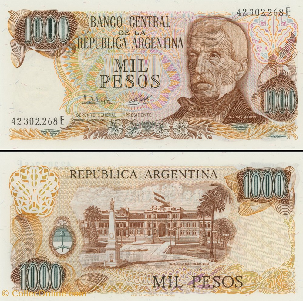 ARGENTINE - PICK 304 b 2 - 1000 PESOS - 1979 billets amerique du sud argentine pick 304 b 2 1000 pesos 1979