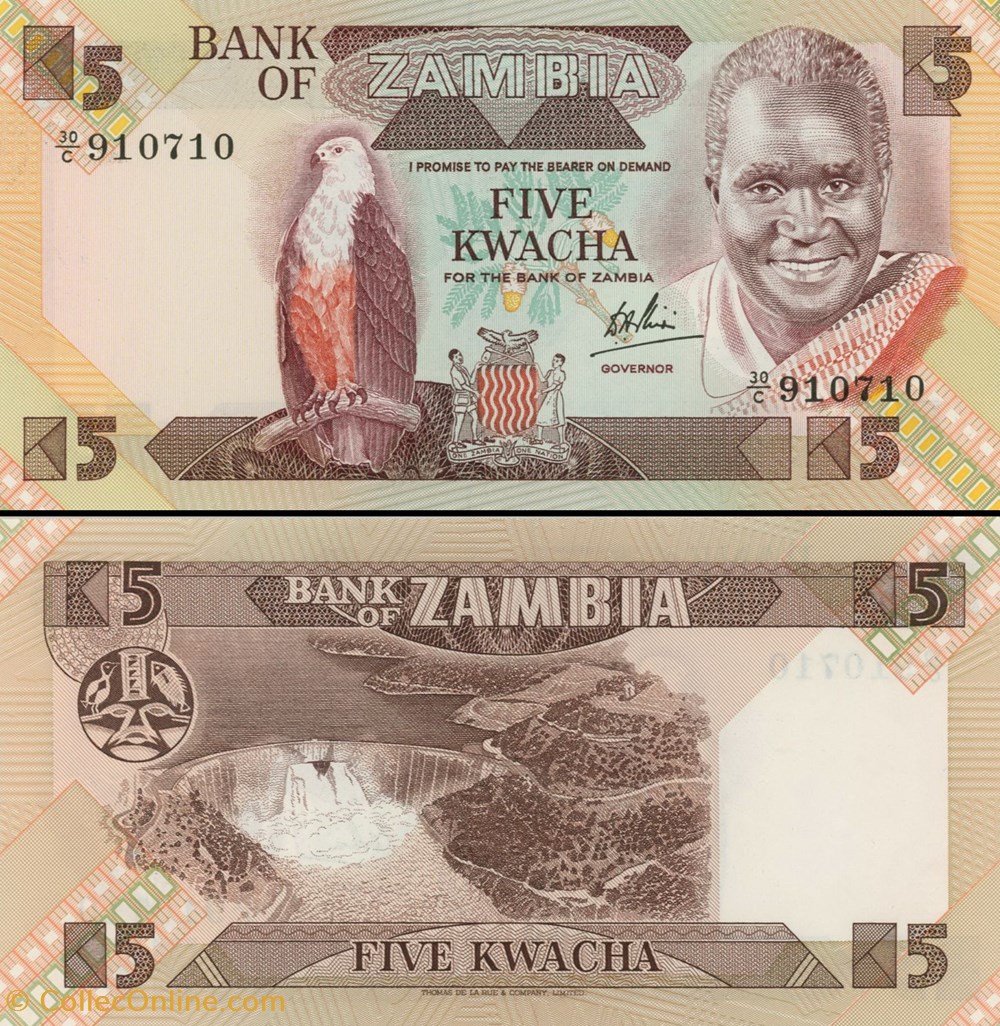 ZAMBIE - PICK 25 c - 5 KWACHA - 1984 billets afrique zambie pick 25 c 5 kwacha 1984