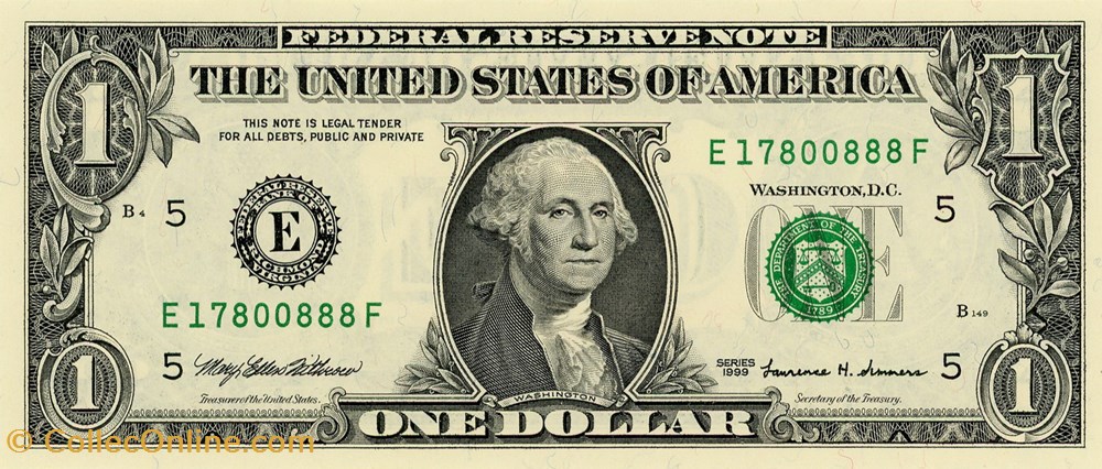 billets amerique du nord etats unis e 1 federal reserve notes small size 1999 series