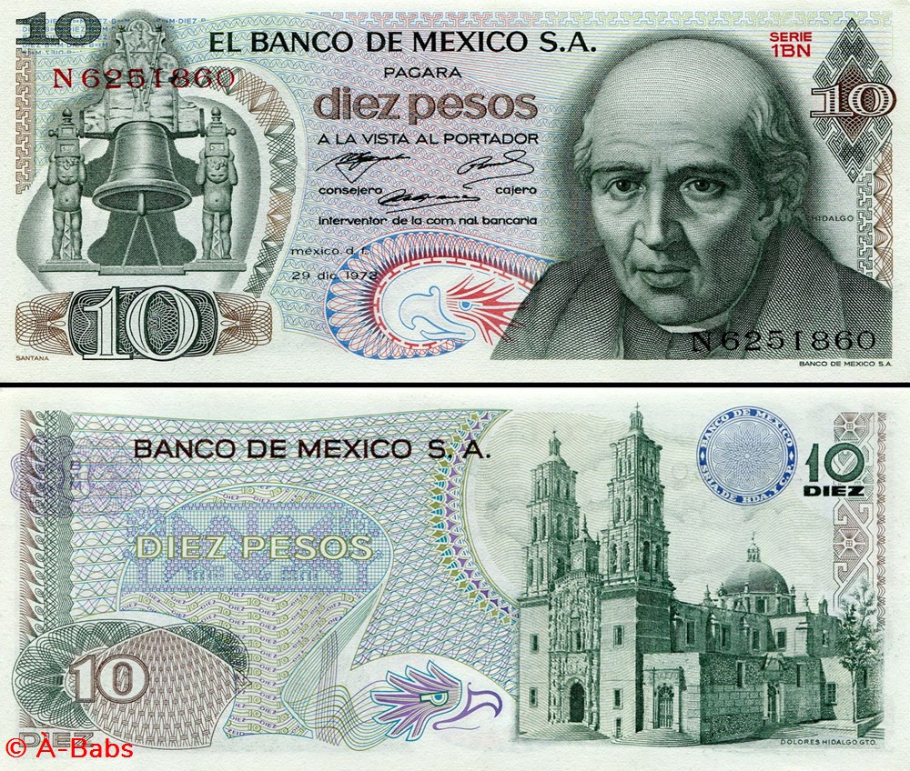 billets amerique du nord mexique pick 063e1 10 pesos 1972