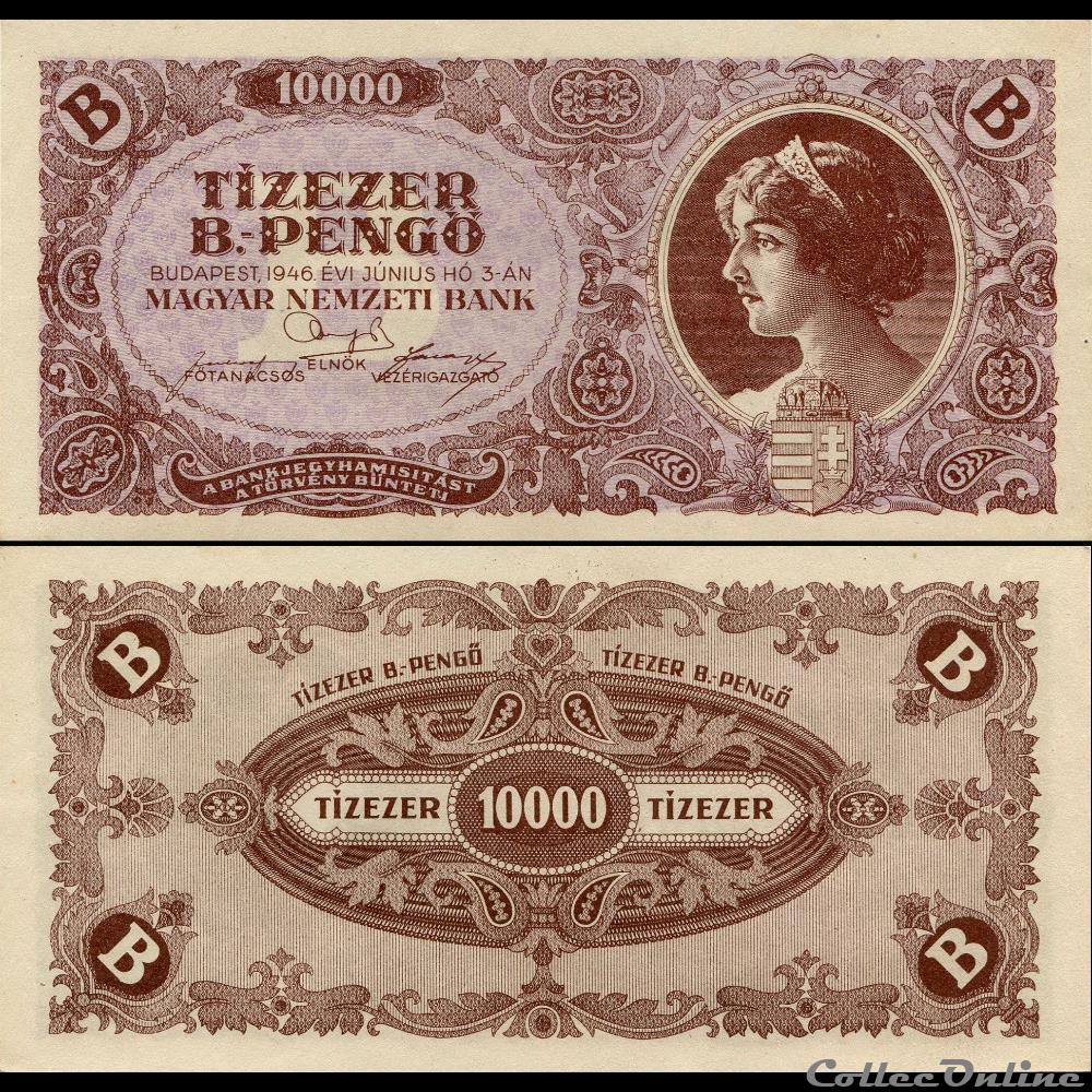 HONGRIE - PICK 132- 10 000 PENGO - 1946 billet europe hongrie pick 132 10 000 pengo 1946