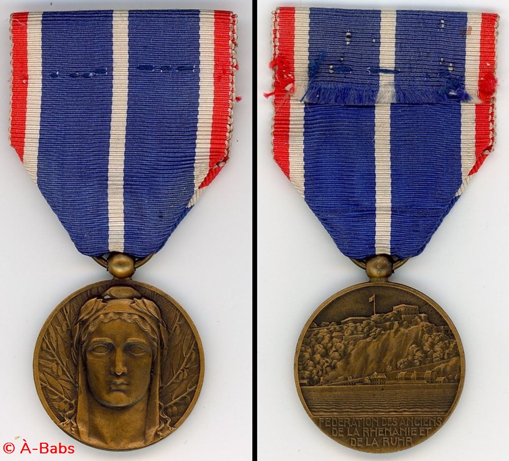 Médaille Fédération des Anciens de Rhenanie et de la Ruhr militaria medailles insignes medaille federation des anciens de rhenanie et de la ruhr