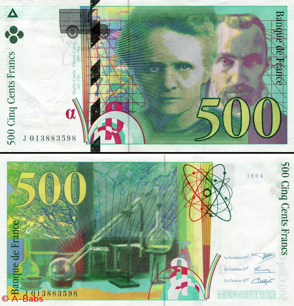 FRANCE - 500 FRANCS - Pierre et Marie Curie billets europe france 500 francs pierre et marie curie