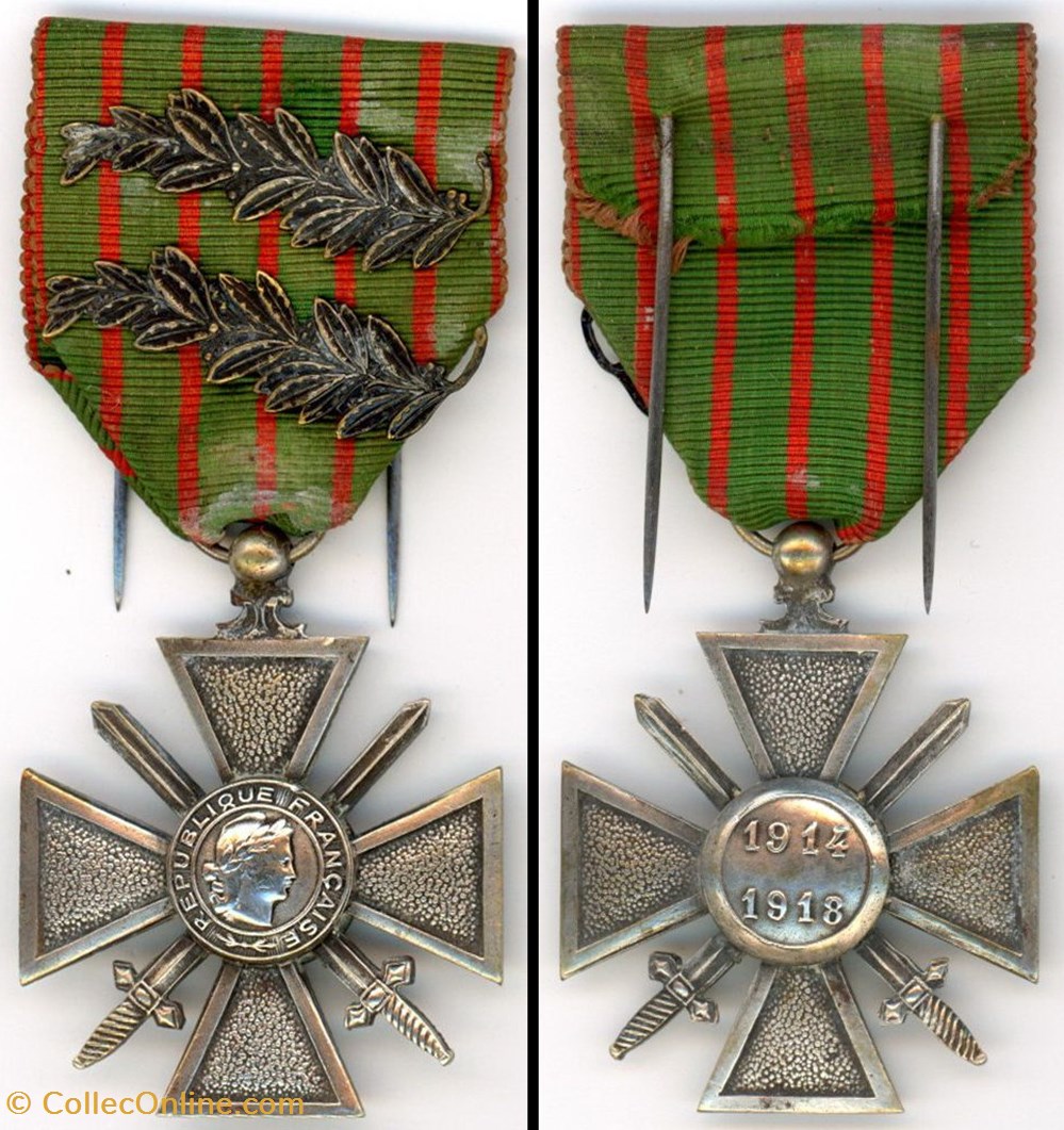 Croix de Guerre 1914-1918 Argent militaria medailles insignes croix de guerre 1914 1918 argent