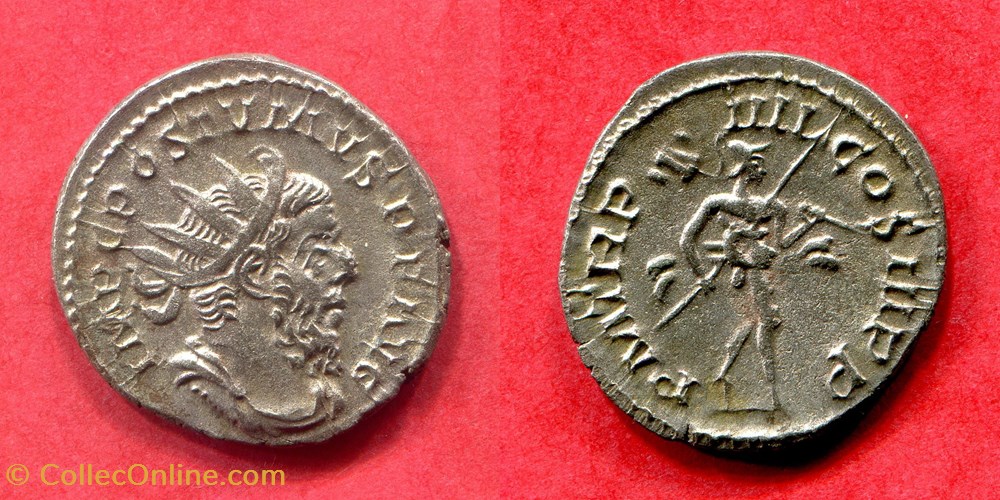 POSTUME - P M TR P - IIII - COS III P P. - RIC 57 monnaie antique av jc a ap romaine republicaine imperiale postume p m tr p iiii cos iii p p ric 57