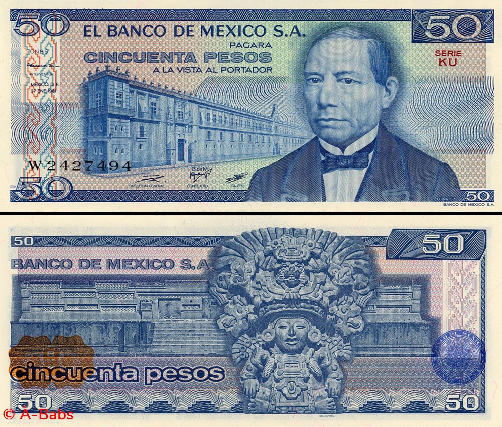 billets amerique du nord mexique pick 073a ku 50 pesos 1981