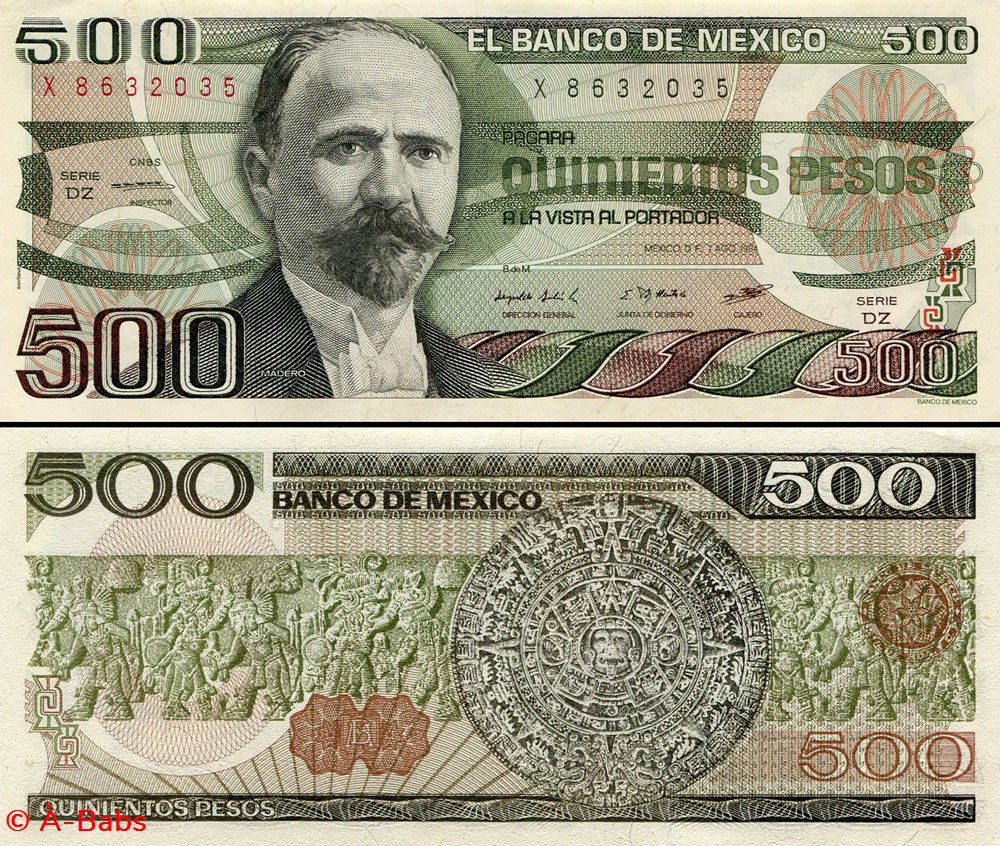 billets amerique du nord mexique pick 079b dz 500 pesos 1984