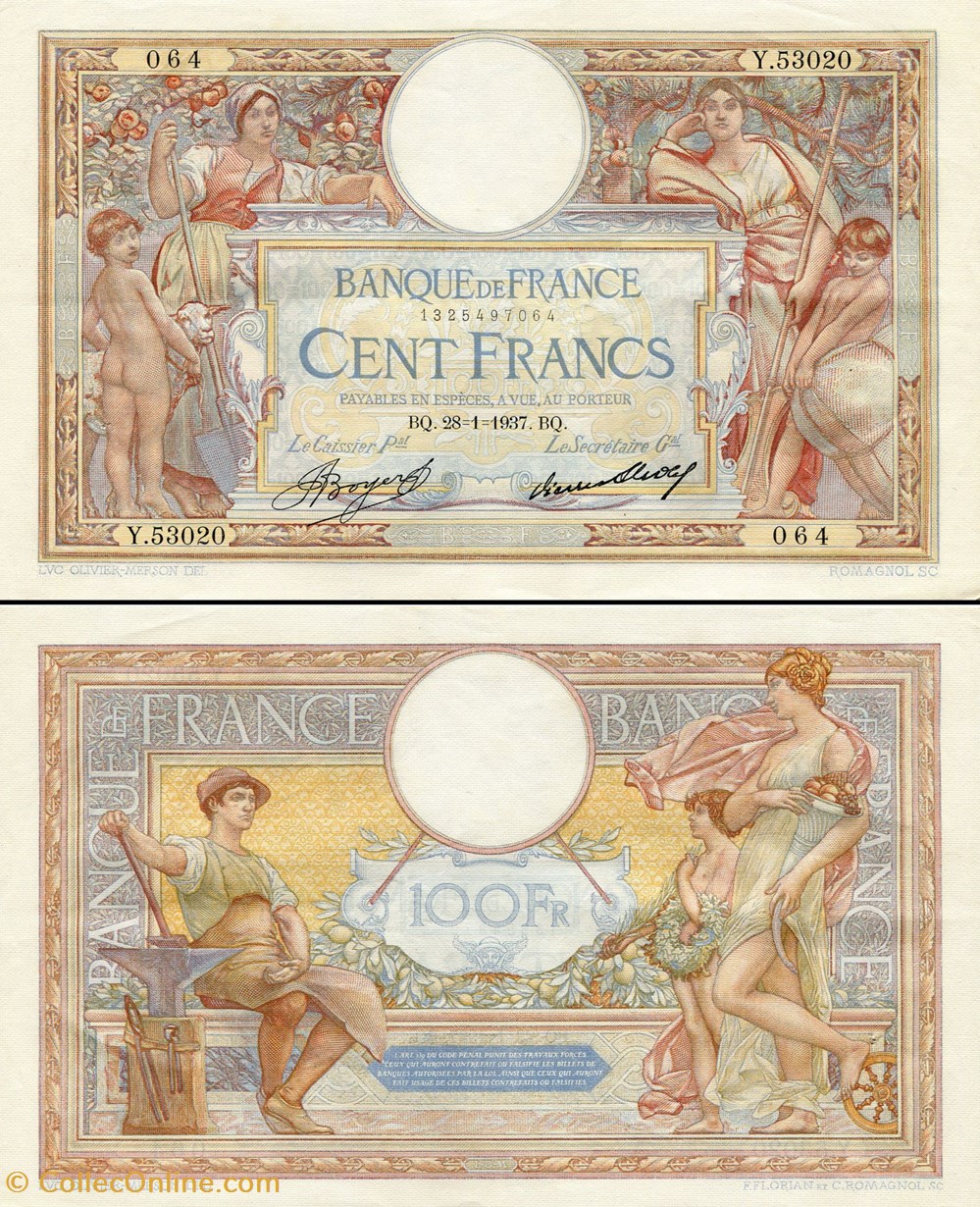 billets europe france 100 francs