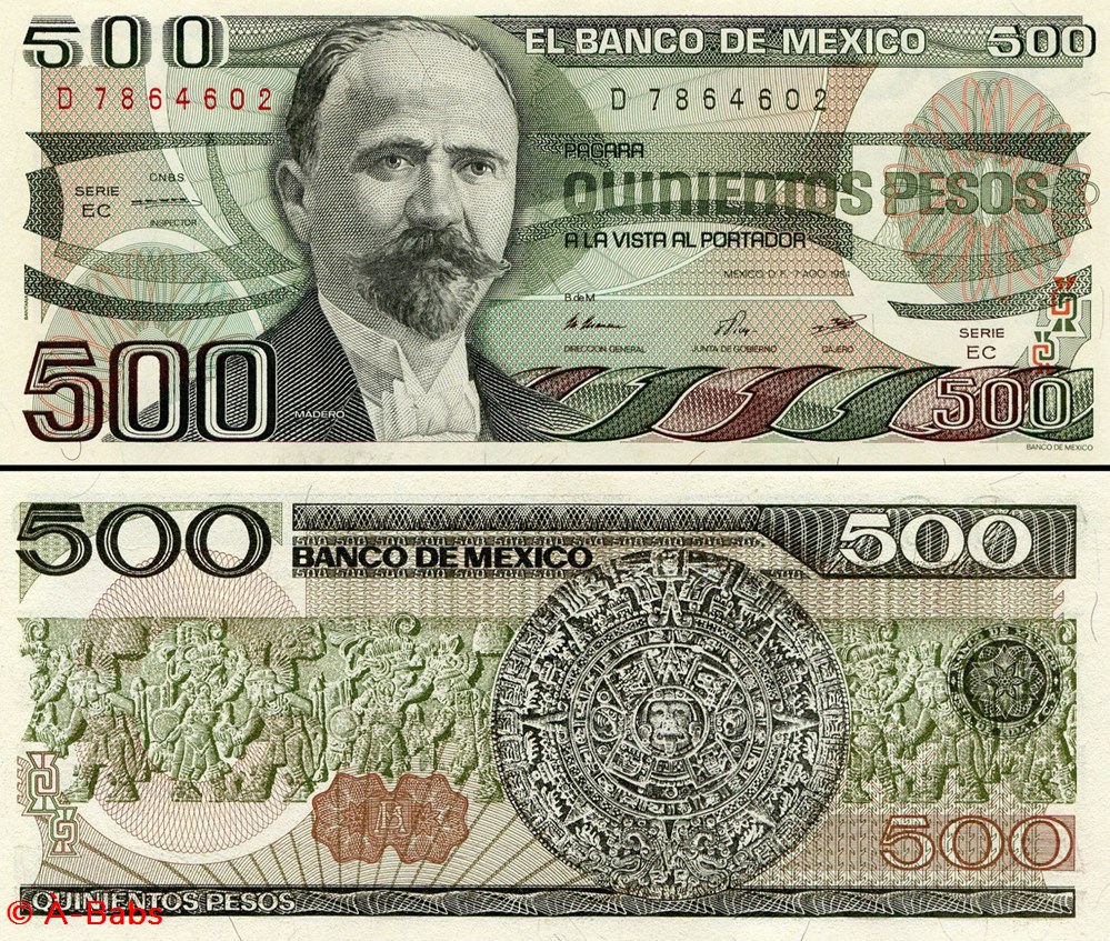 billets amerique du nord mexique pick 079b ec 500 pesos 1984