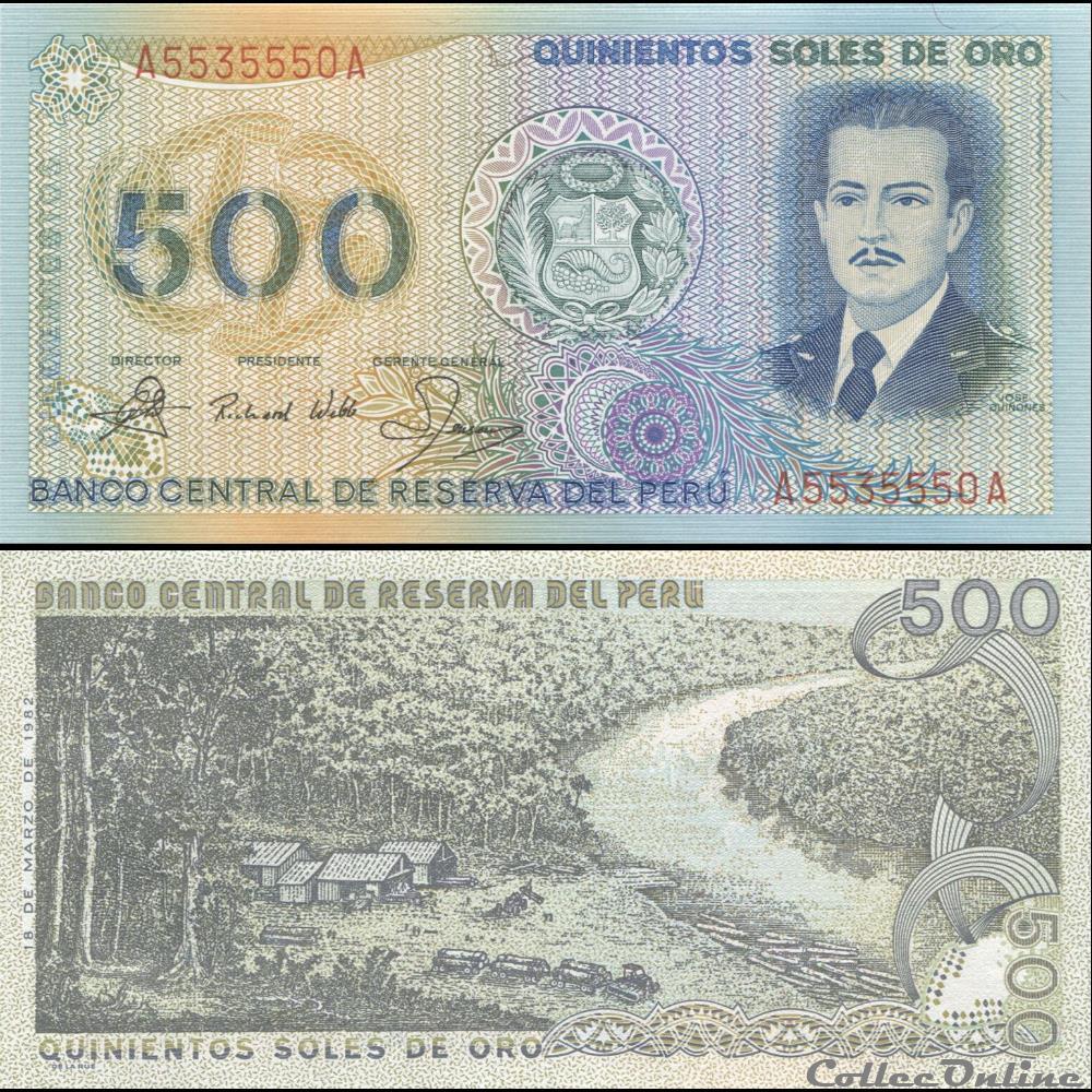 PÉROU - PICK 125 A - 500 SOLES DE ORO - 1982 billet amerique du sud perou pick 125 a 500 soles de oro 1982