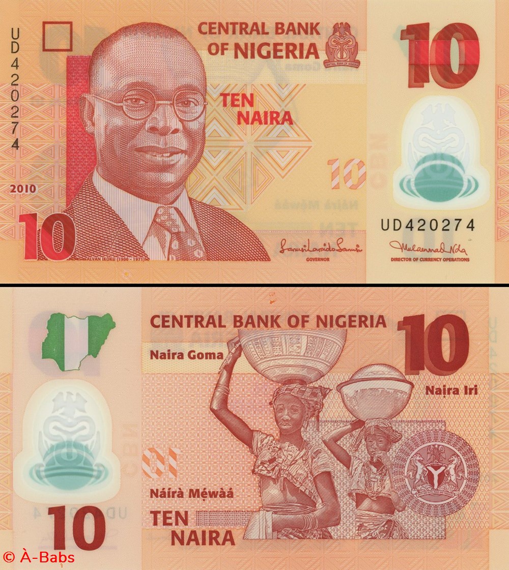 billets afrique nigeria pick 39 b2 1 10 naira 2010